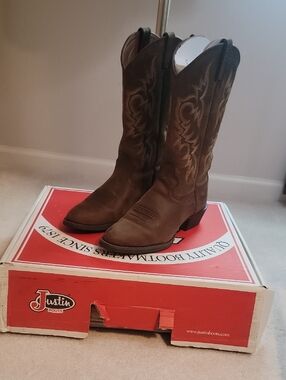 Justin Boots Brown Leather Western Cowboy Boots